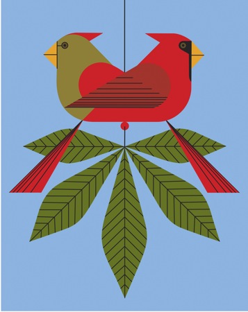Cardinals Consorting by Charley Harper